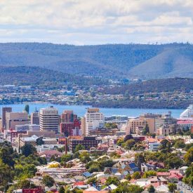 aerial view of hobart city