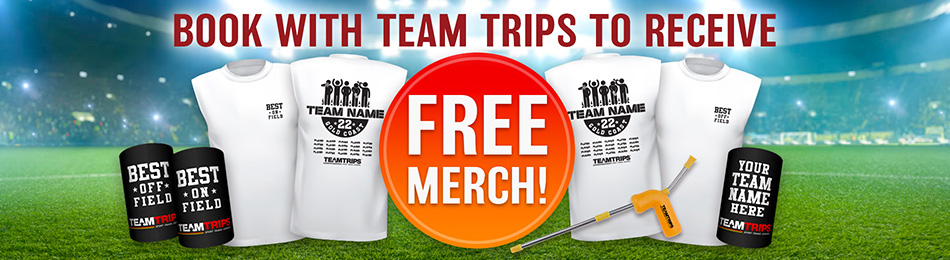 Male teams receive free merchandise when you book with Team Trips, and during monday madness